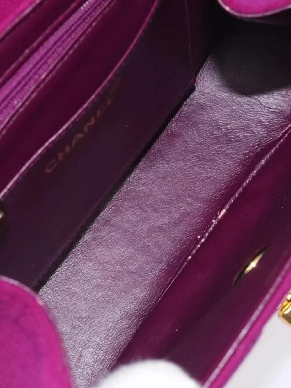CHANEL Matelasse Hand Bag cotton Purple Gold CC Auth 131194